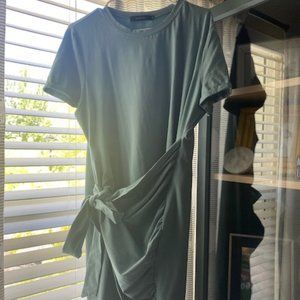 Light Blue mid length dress with tie